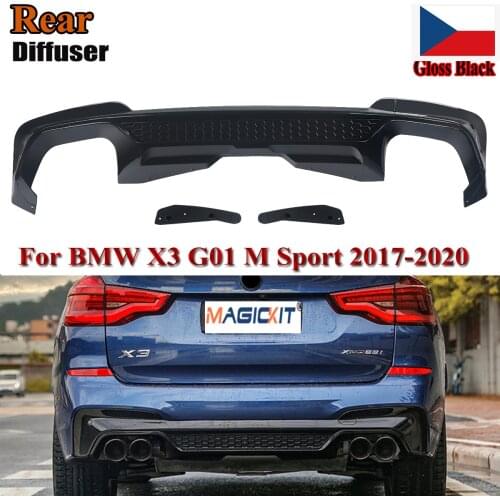 MagicKit FOR BMW X3 G01 2017+X3M STYLE M-PERFORMANCE GLOSS BLACK ABS REAR DIFFUSER