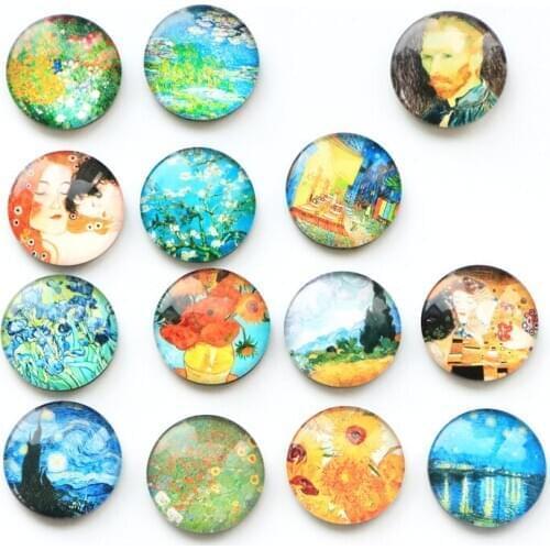 Free shipping (14pcs/lot)European Style Fridge Magnet Van Gogh Painting Message Stickers Refrigerator Magnet Kitchen Home Decor