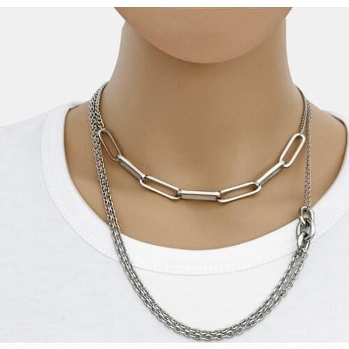 Minimalist Necklace Cold Wind Men and Women Hip Hop Couple Titanium Steel Sweater Chain Trendy Jewelry