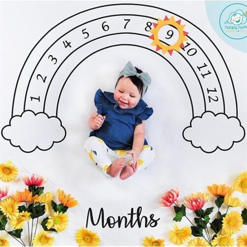 Infant Baby Milestone Blanket Photo Photography Prop Blankets Backdrop Cloth Calendar Bebe Boy Girl Photo Accessories 100x100cm
