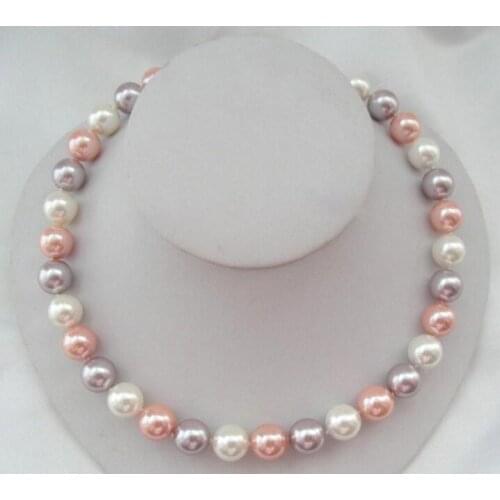 Long 18" 36" 8mm Multicolor Shell Pearl Necklace+Earring Set