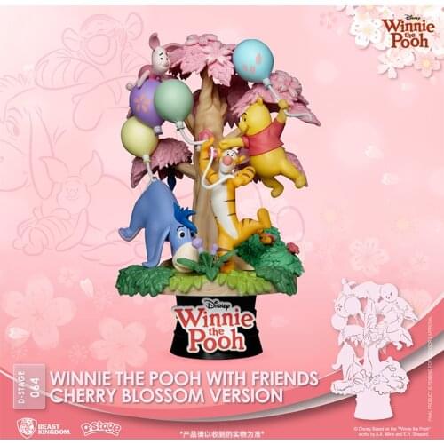 Beast kingdom Disneys Pooh Sakura version animation scene Desktop dolls Garage Kits Model Kits Collection Gift Toy