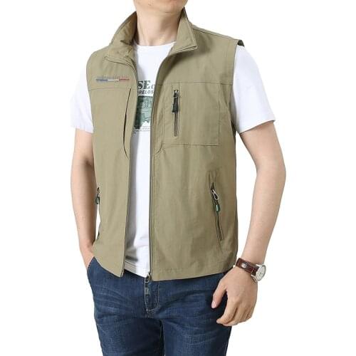 Men Casual Sleeveless JacketSummer Mesh Thin Multi Pocket Vest Breathable Reporter Photographer Waistcoat Outdoor Fishing Vest