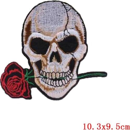 Iron On Patches For Clothing Punk Skull Sticker Rock Accessory Biker Cowboy Garment Appliqued UFO Badge Embroidery On Clothes