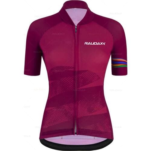 2021 Raudax New Women Summer Breathable Short Sleeve Printed Cycling Jersey Anti-UV Riding Clothing Ropa De Ciclismo Para Mujer