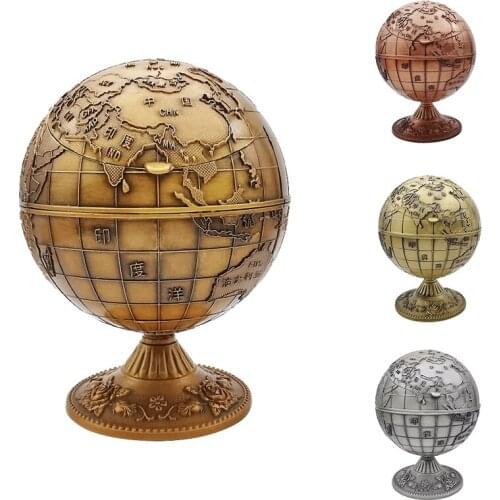 New Vintage Metal with Lid Globe Ashtray European Retro Home Office Hotel Ashtray Decor Smoking Accessories
