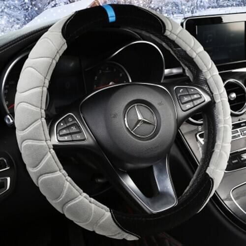 Car steering winter wheel cover new auto steering wheel Keep warm plush Plaid fashion Short plush Keep warm Comfortable driving