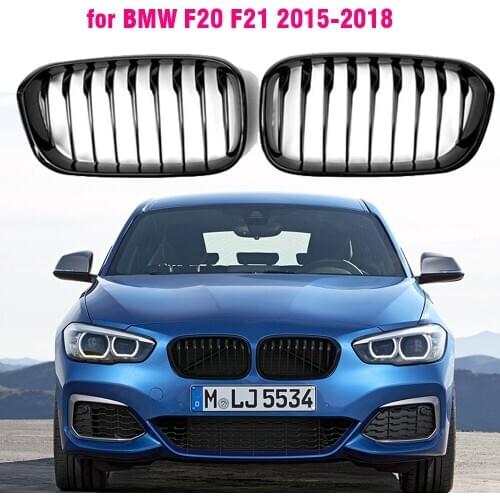 Kidney Replacement Front Grill for BMW F20 F21 2015-2019 118i 120i 125i m140i m performance Gloss Black Grills