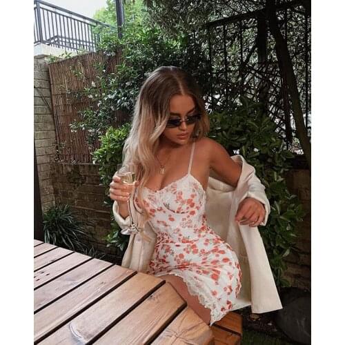 Babatique Lace Print Sexy Dress Women Spaghetti Strap V Neck Boducon Mini Dresses Backless Elegant Sleeveless Casual Vestidos