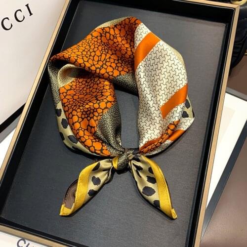 Fashion Silk Hair Scarf Women Handkerchief Printed Female Square Head Bandana 100% Pure Silk Scarves Beach Shawls Wraps 53*53cm