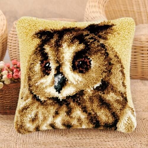 Cartoon Animals Pillow Cute Owl Embroidery Pillow Knoop Pakket Needlework Set DIY Latch Hook Cushion Button Package knoop kussen