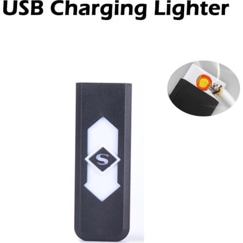 Portable Rechargeable USB Charging Lighter Windproof Flameless Electronic Electric Cigarette Gag Toys Jokes Smokeless Lighters