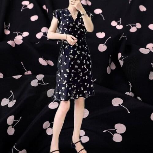 Mulberry silk crepe de chine fabric cloth per meter 140 cm wide 16mm printed clothing shirt dress fabric wholesale silk cloth