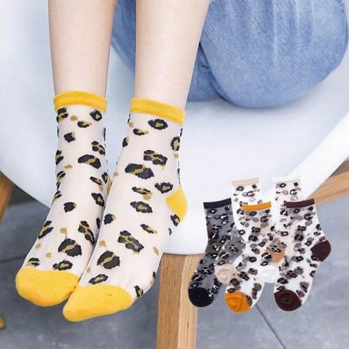 Shishangyouhuo 2 pairs/lot Comfy Sheer Silk Summer Ankle Transparent Crystal Lace Women Fashion Sexy Socks Leopard Hot Girl CW18