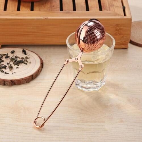 1Pc Hot Gold Tea Infuser Stainless Steel Sphere Mesh Tea Strainer Coffee Herb Spice Filter Diffuser Handle Tea Ball Dropshipping