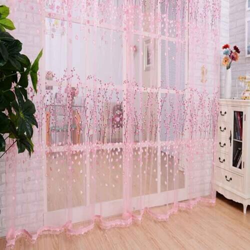 Plum Flower Printed Window Sheer Voile Tulle Curtain For Living Room Balcony Curtains For Bedroom Home Decoration Rideaux