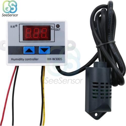 XH-W3005 Digital Humidity Controller 12V 24V 220V Hygrometer Humidistat Humidity Control Switch Regulator with Humidity Sensor