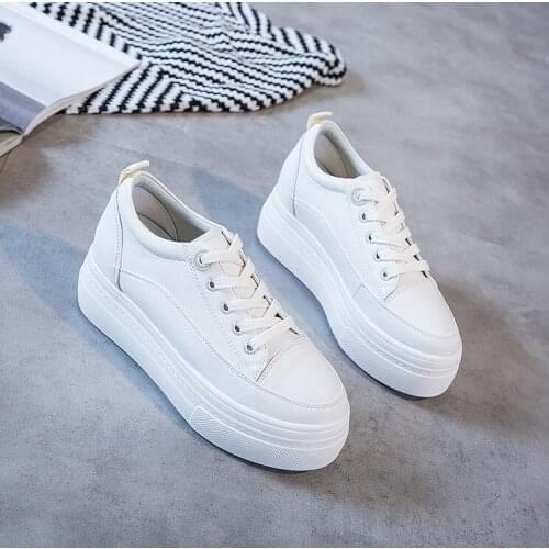 Woman Shoes New Fashion Woman Casual High Platform Leather Women Casual White Shoes Breathable Sneakers
