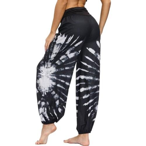 Womens Smocked Waist Boho Harem Pants Hippie Lounge Bohemia Yoga Pants Loose Beach Trousers