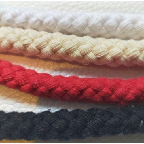 10mmX200cm Eight-Strand Hollow Handmade 100% Cotton Braided Rope Bleached Black Red And White Garment Accessories Cord