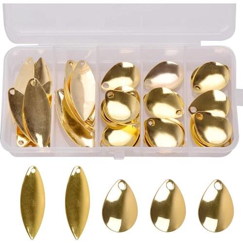 50PCS/Box Fishing Spoons Blades Spinner Easy Spin Spinner Folded Clevises Fishing Spinner Spoons Ffor Lure DIY Making