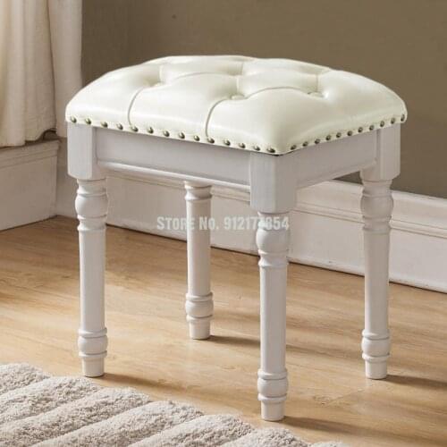 American solid wood dressing stool household shoe changing stool bedroom chair white princess stool makeup stool simple manicure