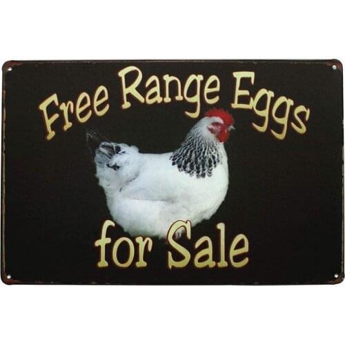 Free Range Eggs for Sale Old Fashion Tin Sign Vintage Look Sign Metal Plate for Diner, Man Caves, and Home Poster Wall Decoratio