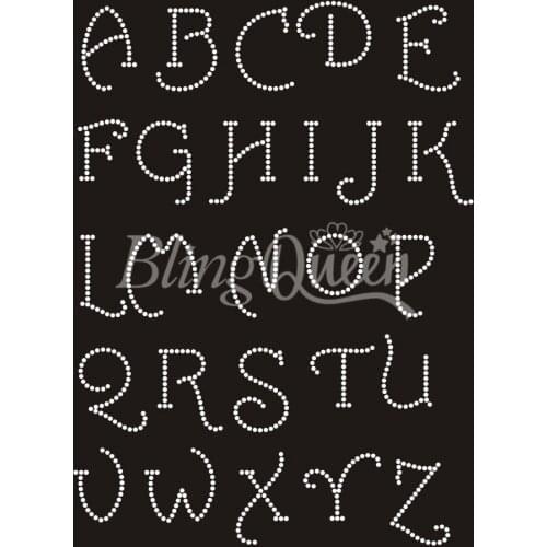 BlingQueen 25PCS/LOT Alphabets Crystal Rhinestone Hot Fix Iron On Designs