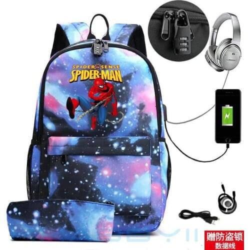 Spiderman 2pcs/set School Bags For Boys Backpack School Bags Printing Backpack Schoolbag men Travel Bag Rucksacks