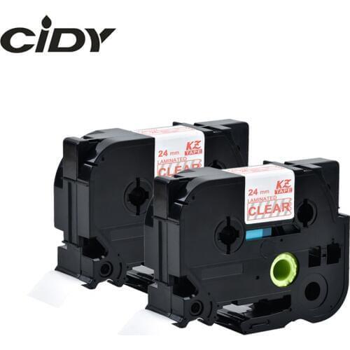 Cidy 2pcs TZE152 tze 152 tze-152 TZ-152 tz 152 for Brother Red on Clear 24mm Compatible Laminated Label Tapes Ribbon Cassette