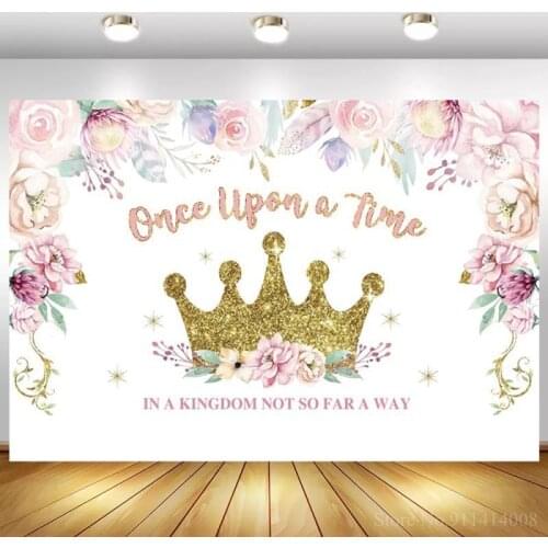 Kids Kingdom Floral Princess Backdrop Photographic Customize Girl Birthday Party Vinyl Background For Photo Dinner Table Decor