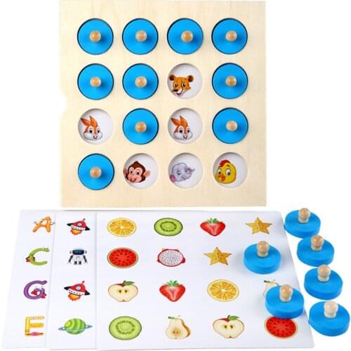 Children Kids Wooden 3D Puzzle Memory Match Chess Thinking Training Toys Kids Montessori Parent-Child Interactive Toys Fun Game