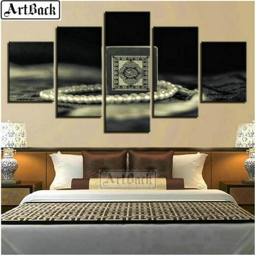 5 fights painting 5d diy diamond painting islamic castle full square 3d diamond embroidery muslim gods holy month gift