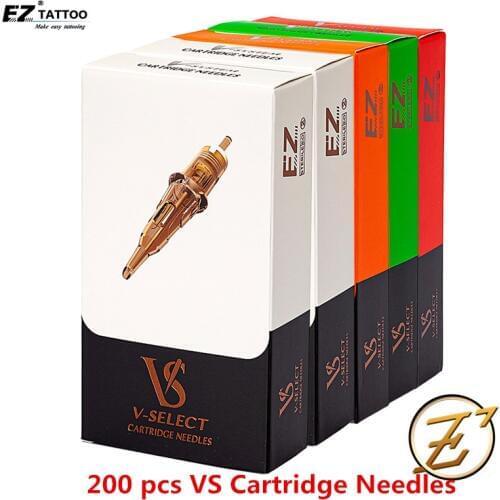 100/200Pcs Mixed Sizes EZ V-Select Tattoo Cartridge Needle kits RL RS M1 CM Disposable Tattoo Needles Kits Tattoo Grips