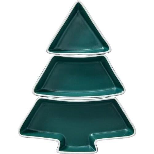 Creative Christmas Tree Shape Candy Snacks Nuts Seeds Dry Fruits Ceramics Plates Dishes Breakfast Tray Home Kitchen Supplies