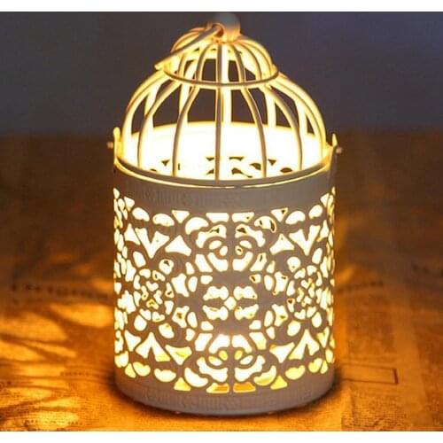 Hot Sale Creative Metal Tealight Candle Holder Hanging Lanterns Birdcage Candlestick Wedding Candlelight Party Home Table Decor