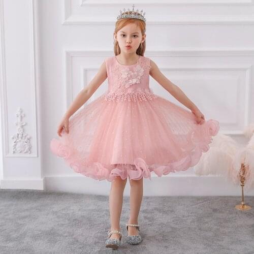 3-10 Summer Flower Print Girl Dress Elegant Kids Dresses For Girls Children Wedding Dress Princess Dress Petal Gown