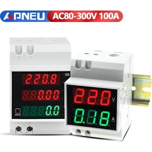 DIN-rail Multi-function Meter D52-2042 D52-2047 Digital LED Voltage Current Active Power Factor Energy Meter AC80-300V 100A