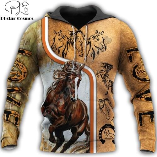 Fashion Mens Animal hoodies 3D printed Love Horse Sweatshirt Hoodie Harajuku Autumn Streetwear Unisex Casual Tracksuit DW0112