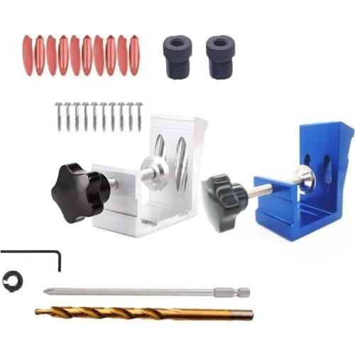 1set Woodworking Oblique Pocket Hole Locator Jig Kit 15 Degree Angle Drill Guide Set Hole Puncher DIY Carpentry Tools Drill Bits