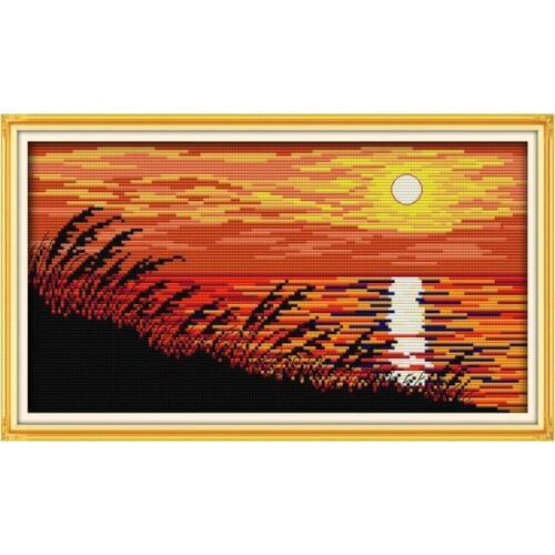 Sunset cross stitch kit 14ct 11ct count printed canvas stitching embroidery DIY handmade needlework