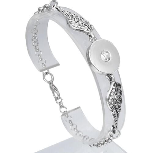 New Snap Button Jewelry Metal Wing 18mm Snap Bracelet Bangle Adjustable Chain Bracelet Buttons Jewelry