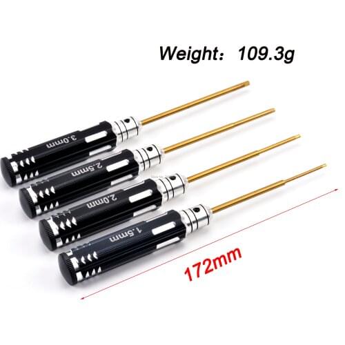 4pcs FPV RC Tools Hex Screw Driver 1.5 2.0 2.5 3.0mm Titanium Plating Hardened Wrench Screwdriver For RC Camera Drone FPV Quad