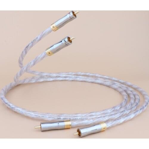 Preffair RCA Cable Pair Hifi 7N OFC RCA Cable Sliver Plated RCA Interconnect Audio Cable RCA Cable CD Player Preamp Amplifier
