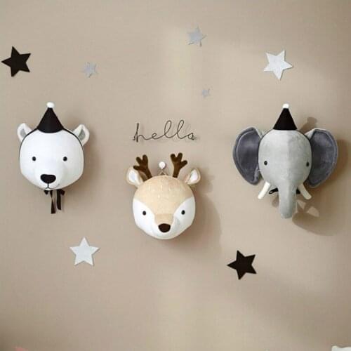 Children Bedroom Hanging Decorations Cute Kids Baby Wall Decor Soft Hanging Doll Animal Head Wall Hanging