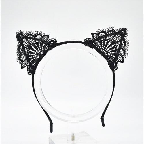 1Pcs Black White Lace Cat Ears Headband For Women Girls Dance Party Hairbands Sexy Lady Fashion Hair Accessories