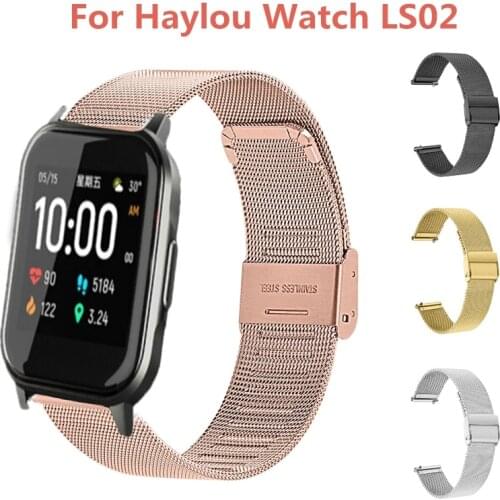 Milanese Watch Band for Xiaomi Haylou LS02/ HONOR Watch ES Watch Stainless Steel Women Men Replacement Bracelet Band Strap