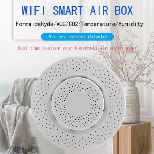 1-8PCS Tuya wifi smart air box formaldehyde VOC carbon dioxide temperature humidity Air Quality Sensor Automation Detector