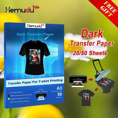 Inkjet Iron-On Dark T Shirt Transfers Paper A3/A4 Heat Transfer Machine for Cotton Fabrics free return