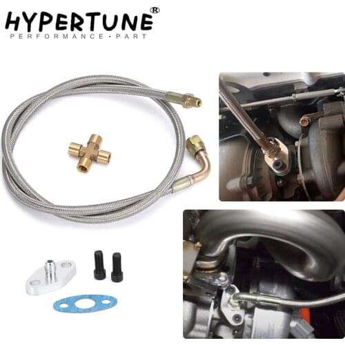 Turbo Oil Feed Line 90 Degree AN4 Female To Straight 1/8 NPT Malew Adapter Gasket Kit Cross Fitting For T3 T4 T04E T60 T61 Turbo